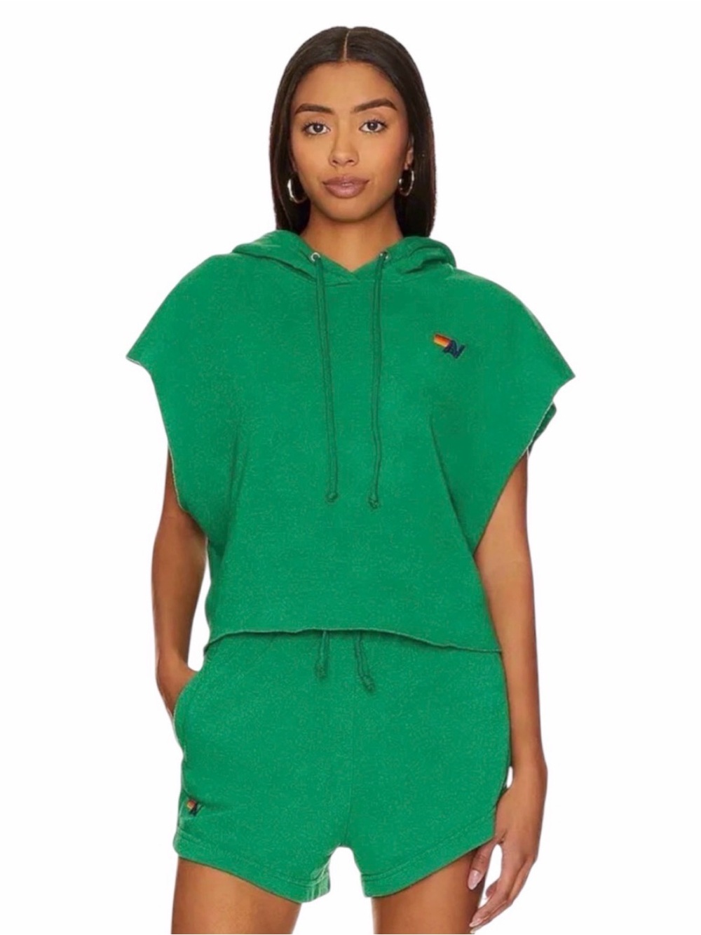 Aviator Nation Logo Embroidery Cropped Sleeveless Pullover